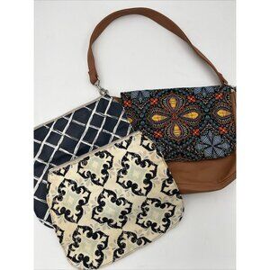 Thirty One Brown Leather Shoulder Bag Purse Changeable Flap Magnetic Closure